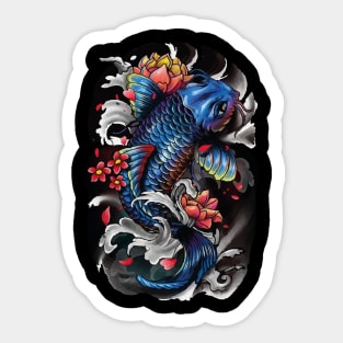 Koi Fish Lotus Blossom Temple Water Lily Geisha Sticker